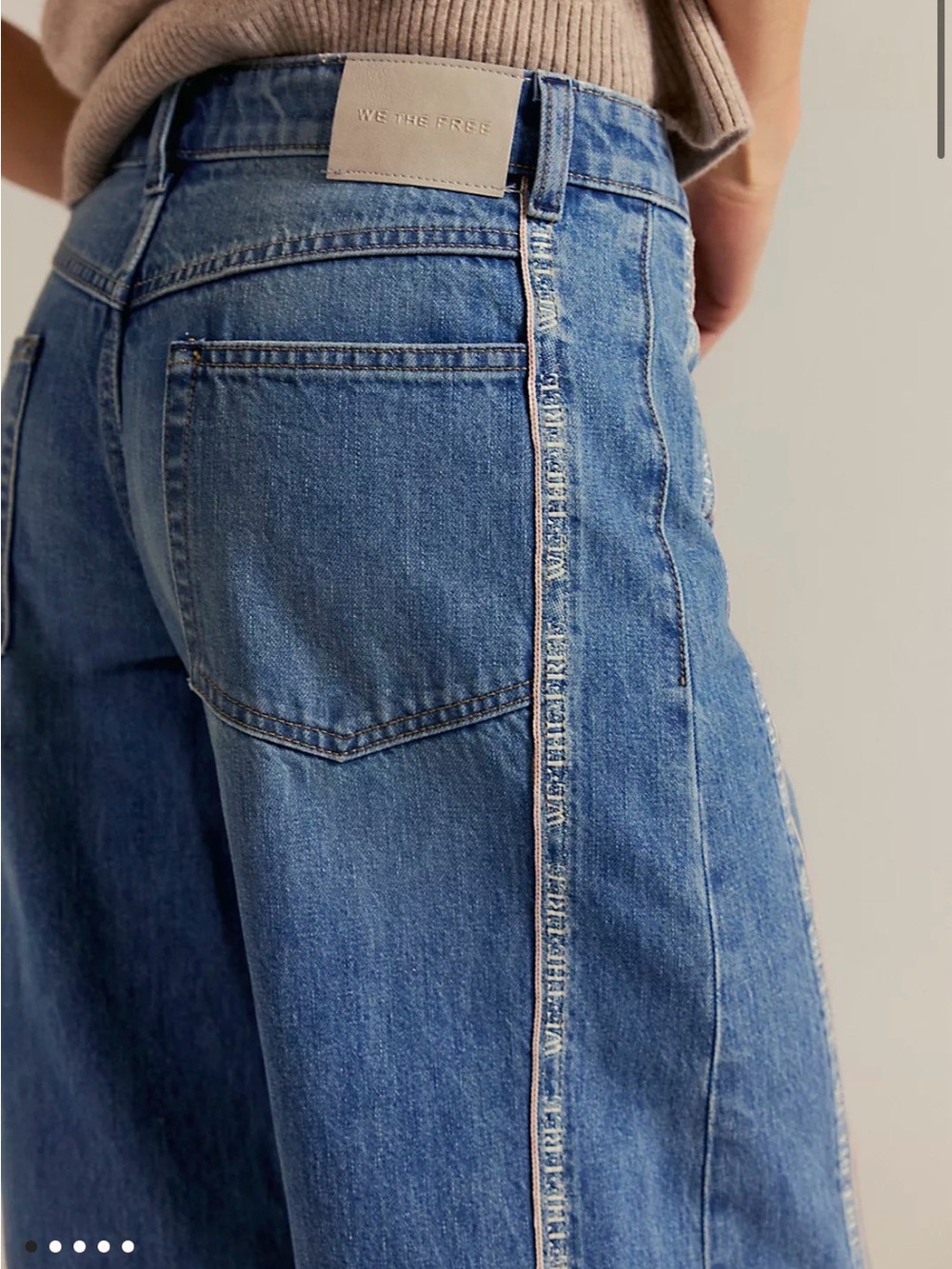 We The Free On The Edge Selvedge Wide-Leg Jeans Size 26 Mid Rise Blue Jeans